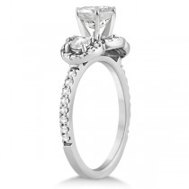 Diamond Halo Three Stone Engagement Ring Palladium (0.60ct)