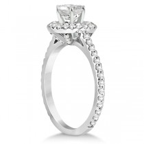 Micro-Pave Halo Diamond Eternity Engagement Ring Platinum (0.51ct)