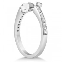 Halo Diamond Star Engagement Ring Wedding Set 14K White Gold (0.48ct)