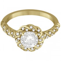 Diamond Halo Rope Engagement Ring Setting 14k Yellow Gold (0.27ct)