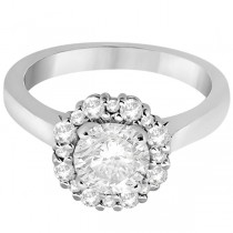 Halo Diamond Engagement Ring with Band Bridal Set Palladium (0.51ct)