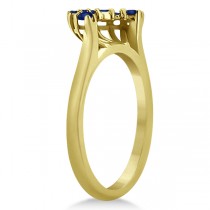 Halo Blue Sapphire Engagement Ring & Band 14K Yellow Gold (1.08ct)