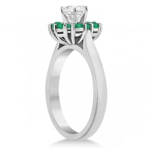 Halo Green Emerald Engagement Ring & Band 14K White Gold (1.08ct)