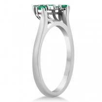 Halo Green Emerald Engagement Ring & Band 14K White Gold (1.08ct)
