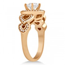 Halo Heart Engagement Ring & Wedding Band 18kt Rose Gold (0.50ct.)