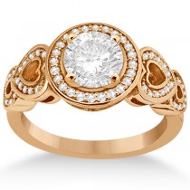 Halo Heart Engagement Ring & Wedding Band 18kt Rose Gold (0.50ct.)