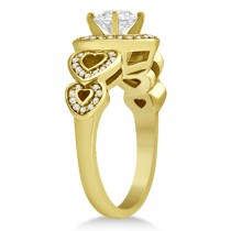 Halo Heart Engagement Ring & Wedding Band 18kt Yellow Gold (0.50ct.)
