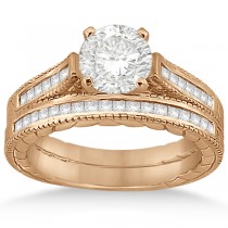 Princess Cut Channel Diamond Bridal Set in 18k Rose Gold (0.38ct)