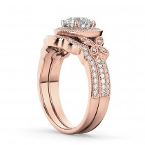 Butterfly Diamond Engagement Ring & Wedding Band 18k Rose Gold (0.58ct)