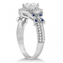 Butterfly Diamond & Sapphire Engagement Set Palladium (0.50ct)