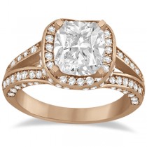 Split Shank Diamond Halo Engagement Ring in 14k Rose Gold (1.20ct)