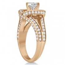 Split Shank Diamond Halo Engagement Ring in 14k Rose Gold (1.20ct)