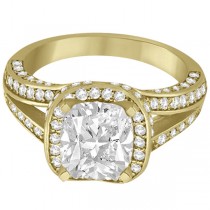 Split Shank Diamond Halo Engagement Ring in 14k Yellow Gold (1.20ct)
