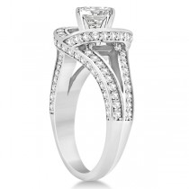 Split Shank Diamond Halo Engagement Ring in Platinum (1.20ct)