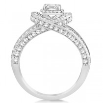 Split Shank Diamond Halo Engagement Ring in Platinum (1.20ct)