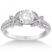 Diamond & Pink Sapphire Butterfly Engagement Ring Setting Palladium