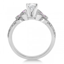 Diamond & Pink Sapphire Butterfly Engagement Ring Setting Palladium