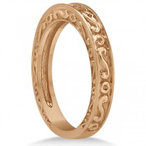 Hand-Carved Infinity Design Filigree Wedding Band in 18k Rose Gold