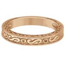 Hand-Carved Infinity Design Filigree Wedding Band in 18k Rose Gold
