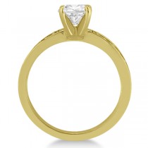 Carved Cross Engagement Ring & Band Wedding Set in 14K Yellow Gold