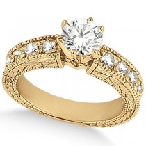 Vintage Heirloom Round Diamond Engagement Ring 18k Yellow Gold (1.75ct)