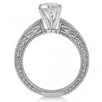 Vintage Heirloom Round Diamond Engagement Ring 14k White Gold (3.50ct)