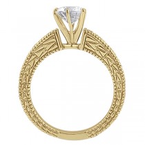 Antique Diamond & Blue Sapphire Bridal Set 14k Yellow Gold (1.80ct)