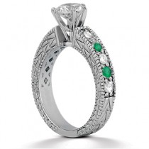 Antique Diamond & Emerald Bridal Set Platinum (1.75ct)