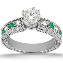 Antique Diamond & Emerald Bridal Set Platinum (1.75ct)