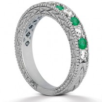 Antique Diamond & Emerald Bridal Set Platinum (1.75ct)