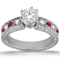 Antique Diamond & Ruby Bridal Set Platinum (1.80ct)