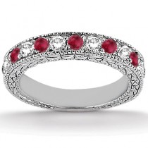 Antique Diamond & Ruby Bridal Set Platinum (1.80ct)