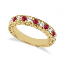 Antique Diamond & Ruby Wedding Ring 18kt Yellow Gold (1.05ct)