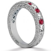 Antique Diamond & Ruby Wedding Ring Palladium (1.05ct)