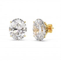 2.00ct. Oval-Cut Moissanite Stud Earrings 18kt Yellow Gold (F-G, VVS1)