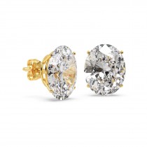2.00ct. Oval-Cut Moissanite Stud Earrings 18kt Yellow Gold (F-G, VVS1)