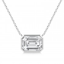 Lab Diamond Bezel Pendant Necklace 14K White Gold (0.66ct)