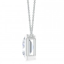Lab Diamond Bezel Pendant Necklace 14K White Gold (10.20ct)