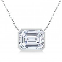 Lab Diamond Bezel Pendant Necklace Sterling Silver (10.20ct)