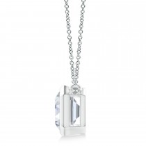 Lab Diamond Bezel Pendant Necklace 14K White Gold (1.80ct)