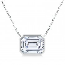 Lab Diamond Bezel Pendant Necklace Sterling Silver (1.80ct)