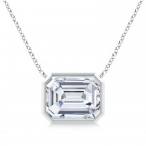 Lab Diamond Bezel Pendant Necklace 14K White Gold (2.10ct)