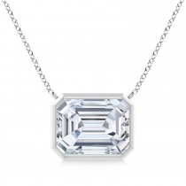 Lab Diamond Bezel Pendant Necklace 14K White Gold (4.30ct)