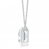 Lab Diamond Bezel Pendant Necklace 14K White Gold (4.30ct)