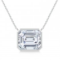 Lab Diamond Bezel Pendant Necklace 14K White Gold (5.60ct)