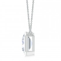 Lab Diamond Bezel Pendant Necklace 14K White Gold (5.60ct)