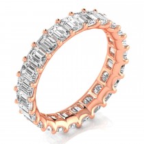 Emerald Cut Lab Grown Diamonds Eternity Ring Wedding Band 18K Rose Gold (4.37ct)