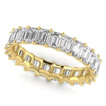 Emerald Cut Lab Grown Diamonds Eternity Ring Wedding Band 18K Yellow Gold (4.37ct)
