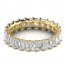 Emerald Cut Lab Grown Diamonds Eternity Ring Wedding Band 18K Yellow Gold (4.37ct)