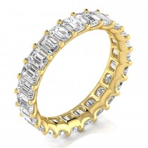 Emerald Cut Lab Grown Diamonds Eternity Ring Wedding Band 18K Yellow Gold (4.37ct)
